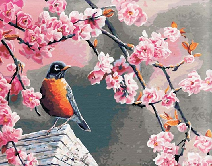 

Картина по номерам BrushMe G041 40*50 cм Снегирь и сакура