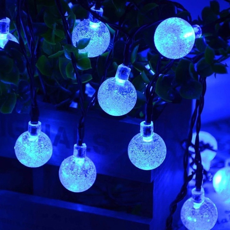 

Хрустальные шары ( уличная гирлянда ) на солнечной батарее метров 50led. Синий