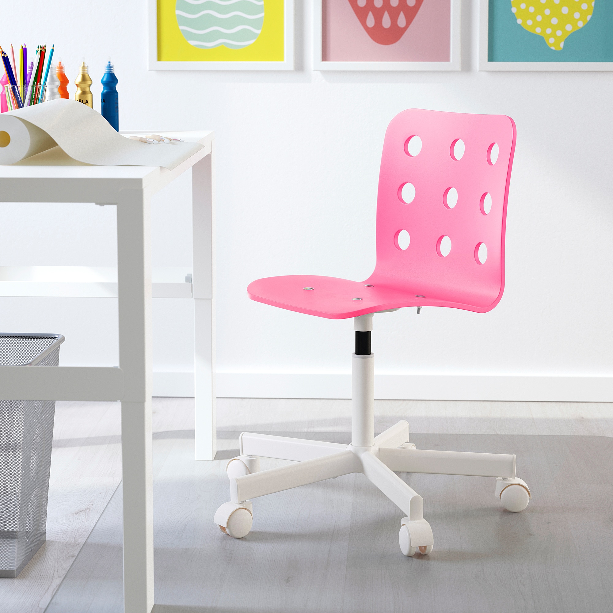 

Детский стул для письменного стола IKEA JULES розовый белый 892.077.14