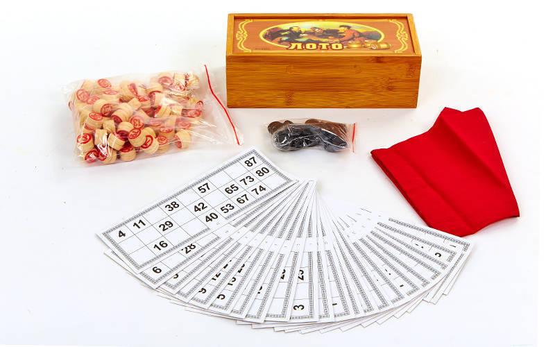 

Настольная игра лото с деревянными бочонками в бамбуковой коробке Zelart Brain Games 9505