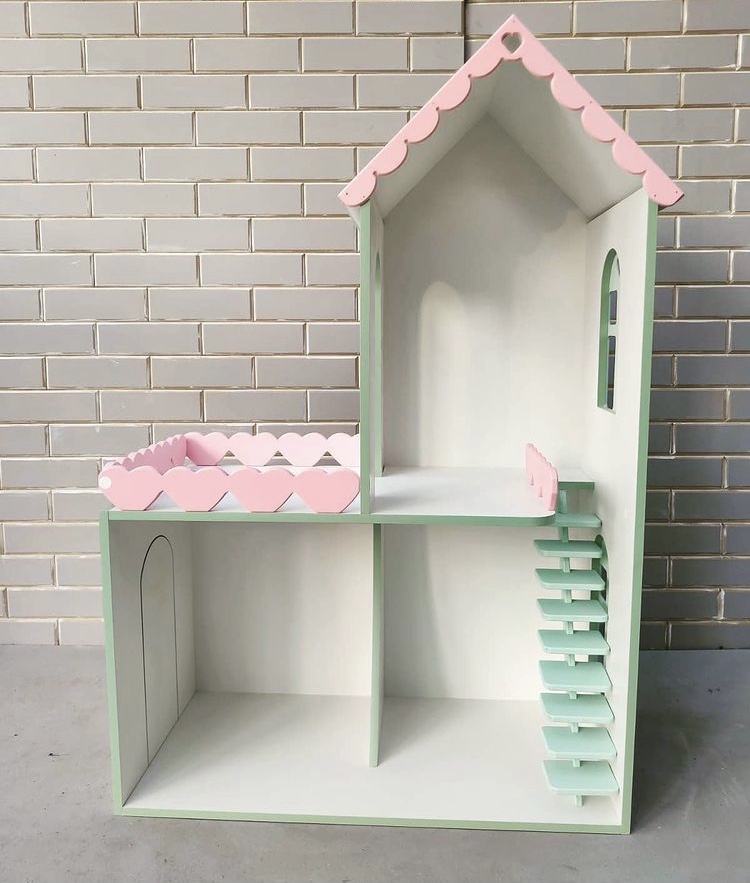 

Деревянный домик стеллаж для кукол, игрушек Марта Toys МДФ 10 мм Белый/Розовый/Мята