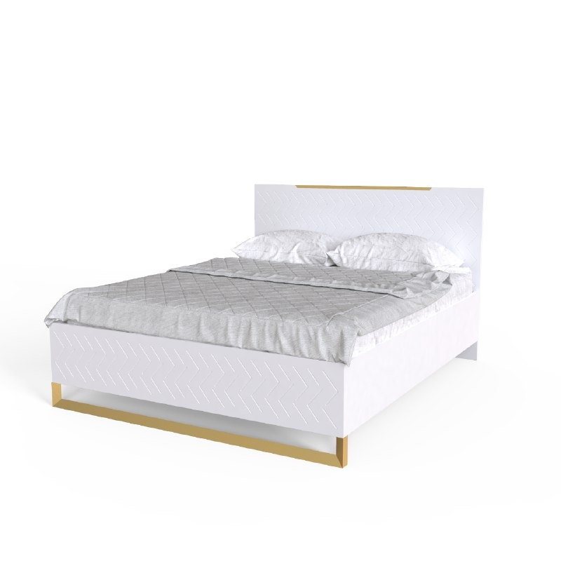 

Двуспальная кровать Swan 160x200 из ДСП аляска/МДФ белый суперматовый/металл золотистый цвет Artinhead (без матраса)