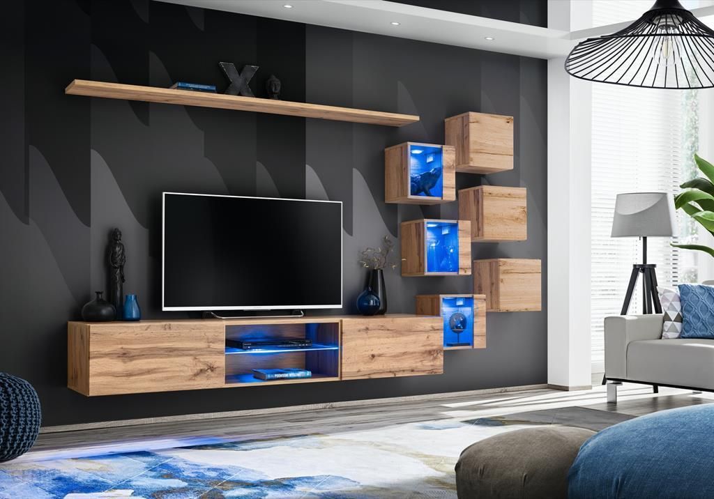 

Стенка в гостиную из ДСП и стекла Switch XXI ASM Meble цвет Дуб Вотан