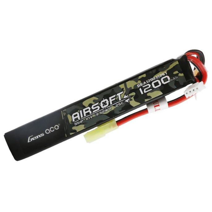 

Аккумулятор для страйкбола Gens Ace LiPO 11,1В 1200мАч 3S 25C 126х22х16мм 83г Mini Tamiya Airsoft (GEA12003S25T)