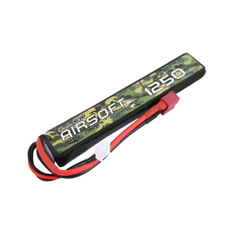 

Аккумулятор для страйкбола Gens Ace LiPO 7,4В 1250мАч 2S 25C 122х20х13мм 64г T-Plug Airsoft (B-AS-25/50C-1250-2S1P)