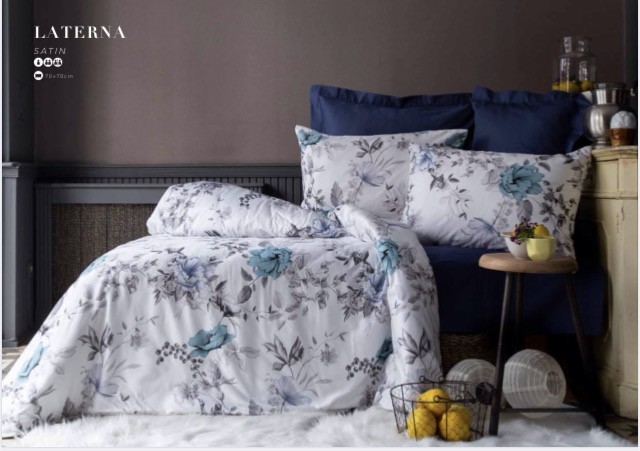 

Комплект постельного белья ISSIMO HOME LATERNA полуторный Синий с белым