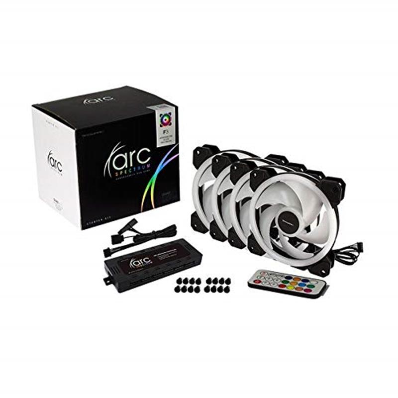 

Вентилятор Tecware ARC Spectrum F3 Starter Kit (TW-ARC-F3-SK4), 120x120x25мм, 3-pin, черный с белым