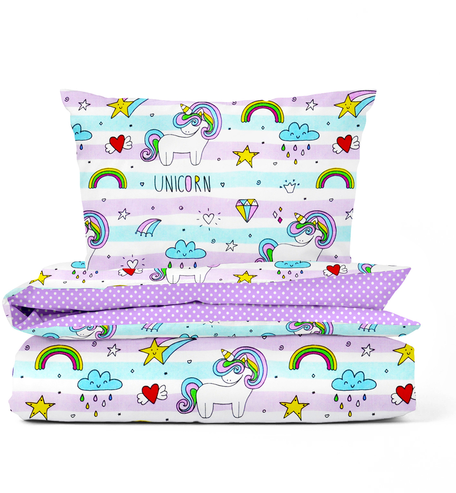 

Комплект Cosas Пододеяльник 155х215 + наволочка 50х70 UnicornRainbow_Dots