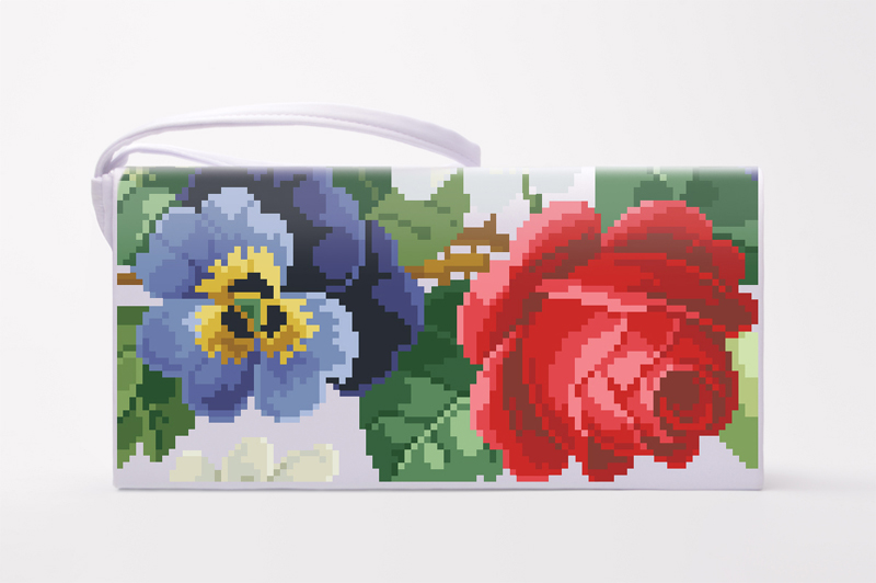 

Набір для вишивки бісером Барвиста Вишиванка заготовки пошитого клатча Троянди, братки, петунії, ромашки (КЛ174дБ1301k)