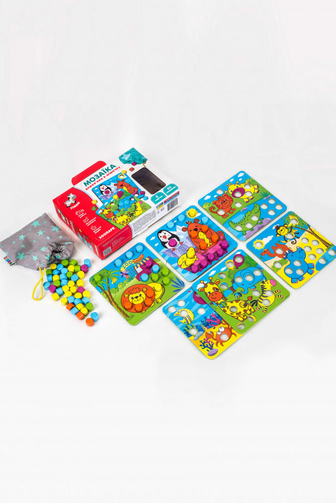

Мозаика дерев'яна Зоопарк Vladi Toys різнокольоровий (ZB2002-02)