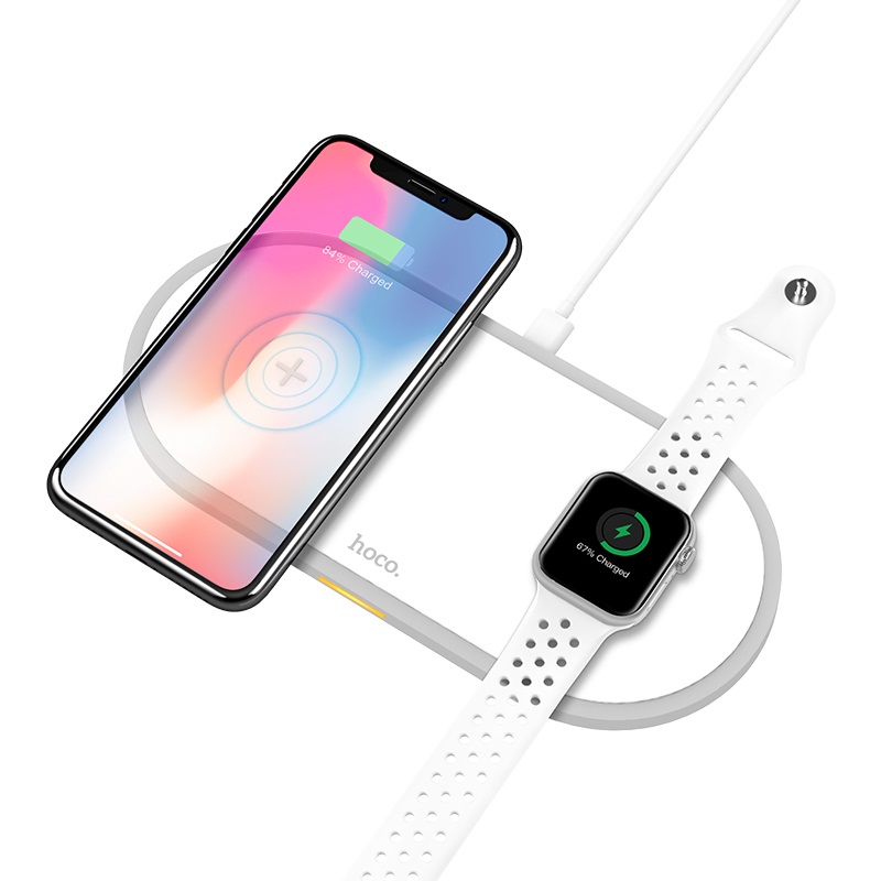 

Зарядное устройство беспроводное Hoco CW20 Wireless Charger 2 в 1 для Apple iPhone и Apple Watch White