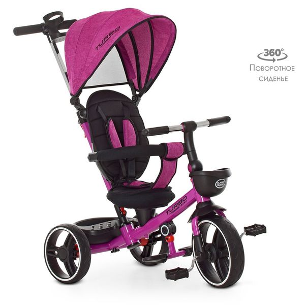 

Велосипед детский 3-х колесный Turbo Trike М 5447 PU-8 с родительской ручкой Фуксия