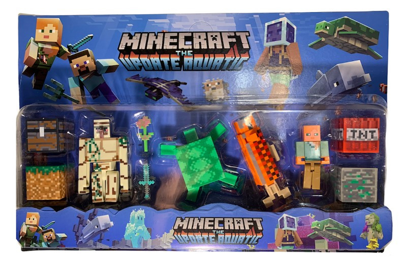 

Набор фигурок Minecraft (Майнкрафт) серии Aquatic 10 предметов (Алекс, Голем, Черепаха, Лосось, кубы)