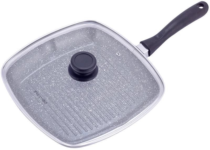 

Сковорода-гриль Kamille Grill Pan 28х28 см с крышкой KM-4431