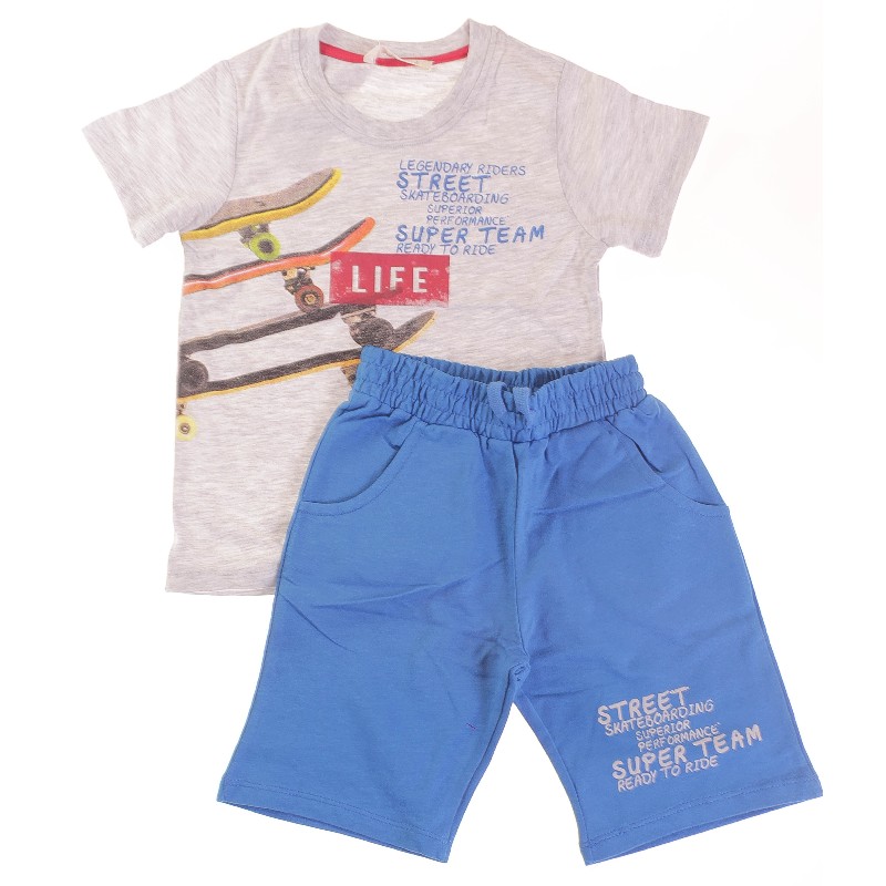 

Футболка + Шорты для мальчика BREEZE 13487 110 см м-серый/ярко-синий (551673)