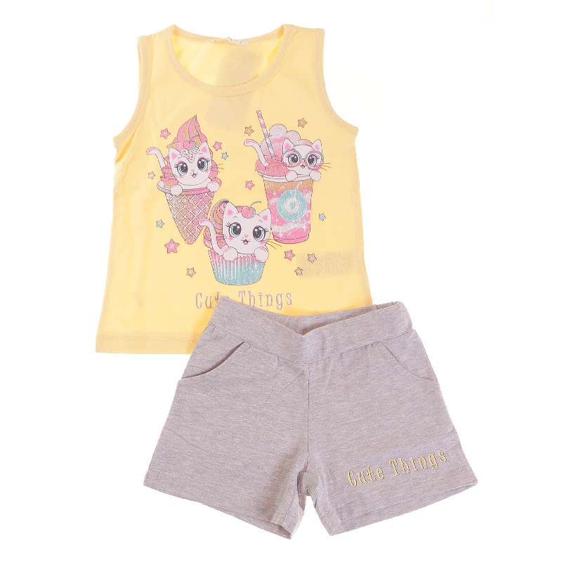 

Майка + Шорты для девочки BREEZE 15171 110 см желтый/м-серый (551584)