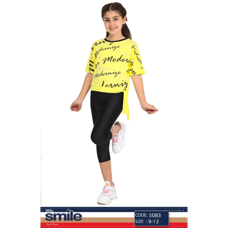 

Футболка + Капри для девочки SMILE 5083 140 см желтый/черный (552977)