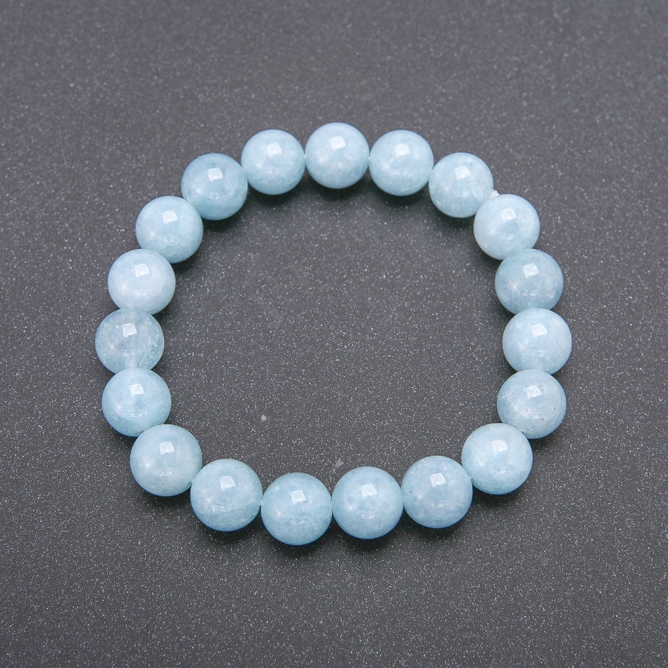 

Браслет из натурального камня Аквамарин на резинке гладкий шарик, диаметр 8(+-)мм обхват 18см, ida39320