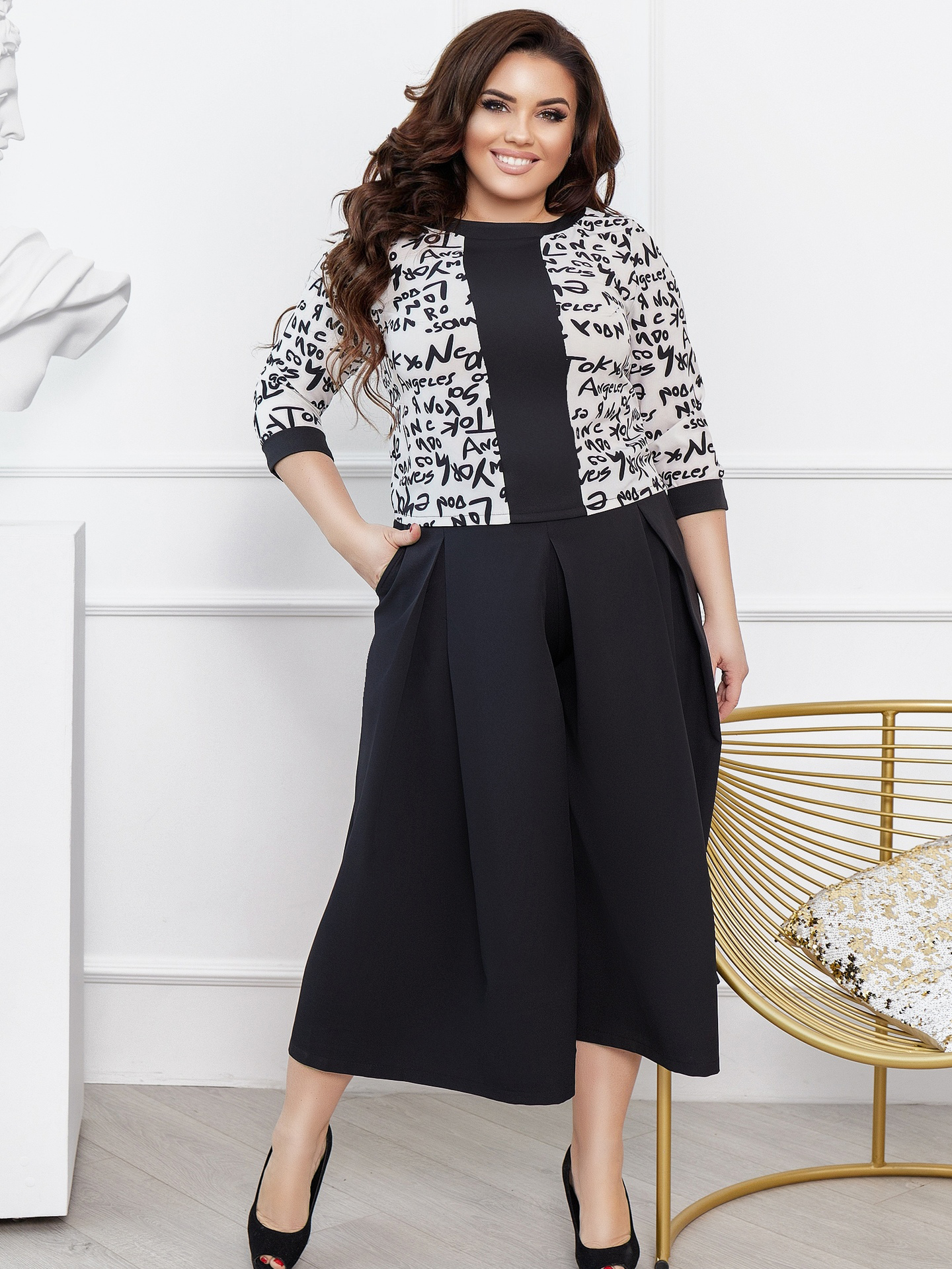 

Костюм New Fashion 173  Черный с белым, Костюм New Fashion 173 52 Черный с белым