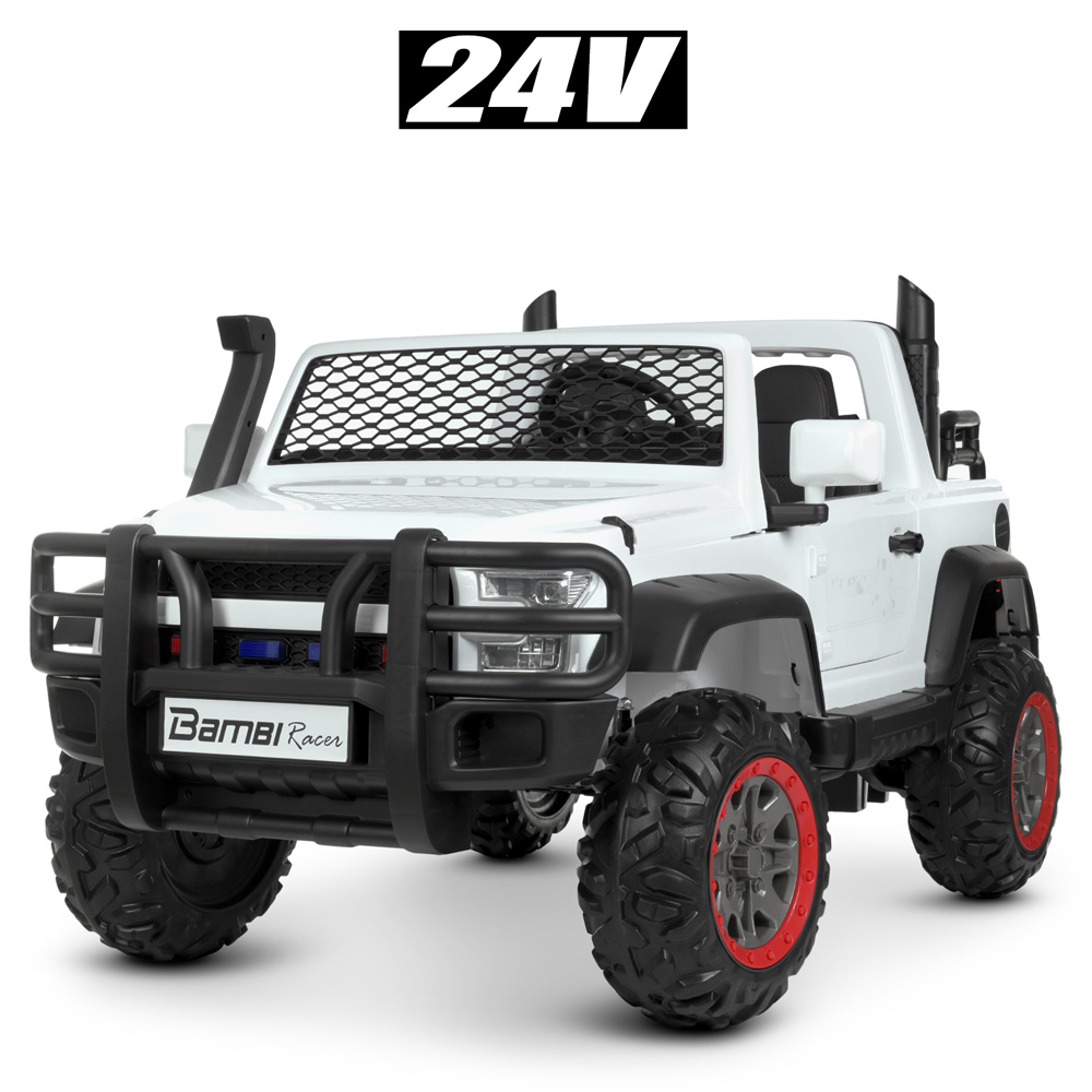 

Детский электромобиль Hummer (2 мотора по 45W, MP3, двухместный) Джип Bambi M 4123EBLR-1(24V) Белый
