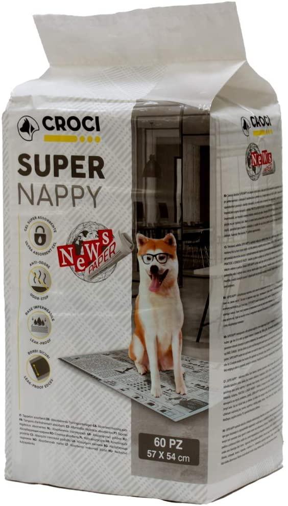 

Одноразовые пеленки для собак Croci Super Nappy, принт газета 57*54 см (60 шт)