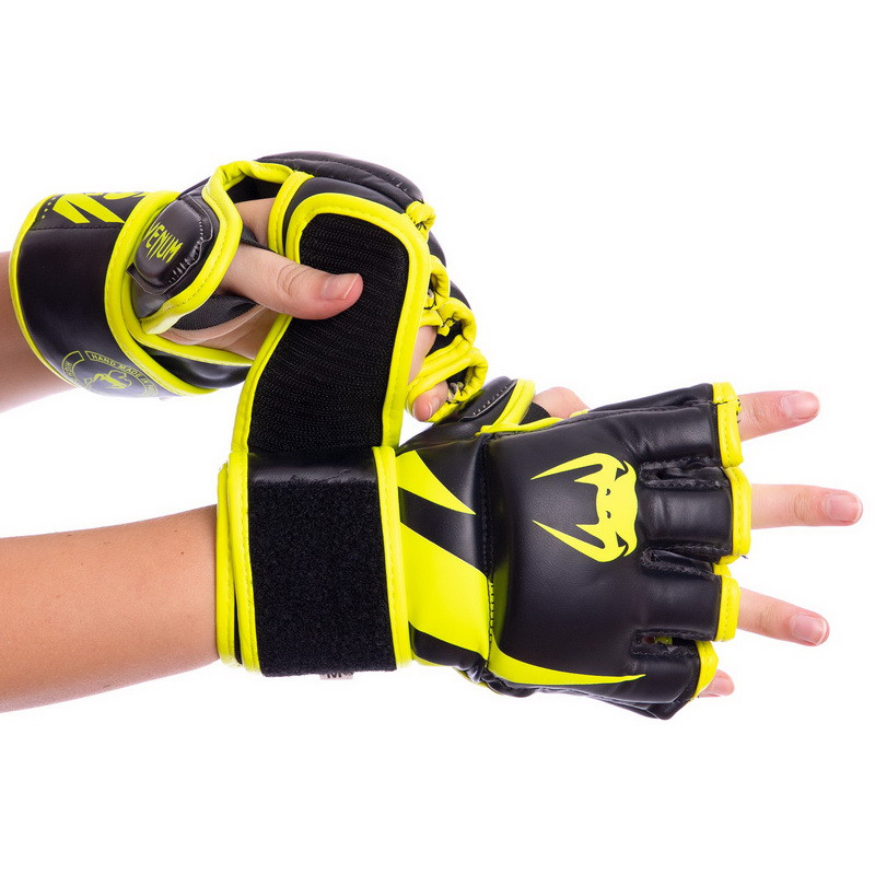 

Перчатки для смешанных единоборств Venum 5789 размер M Black-Yellow
