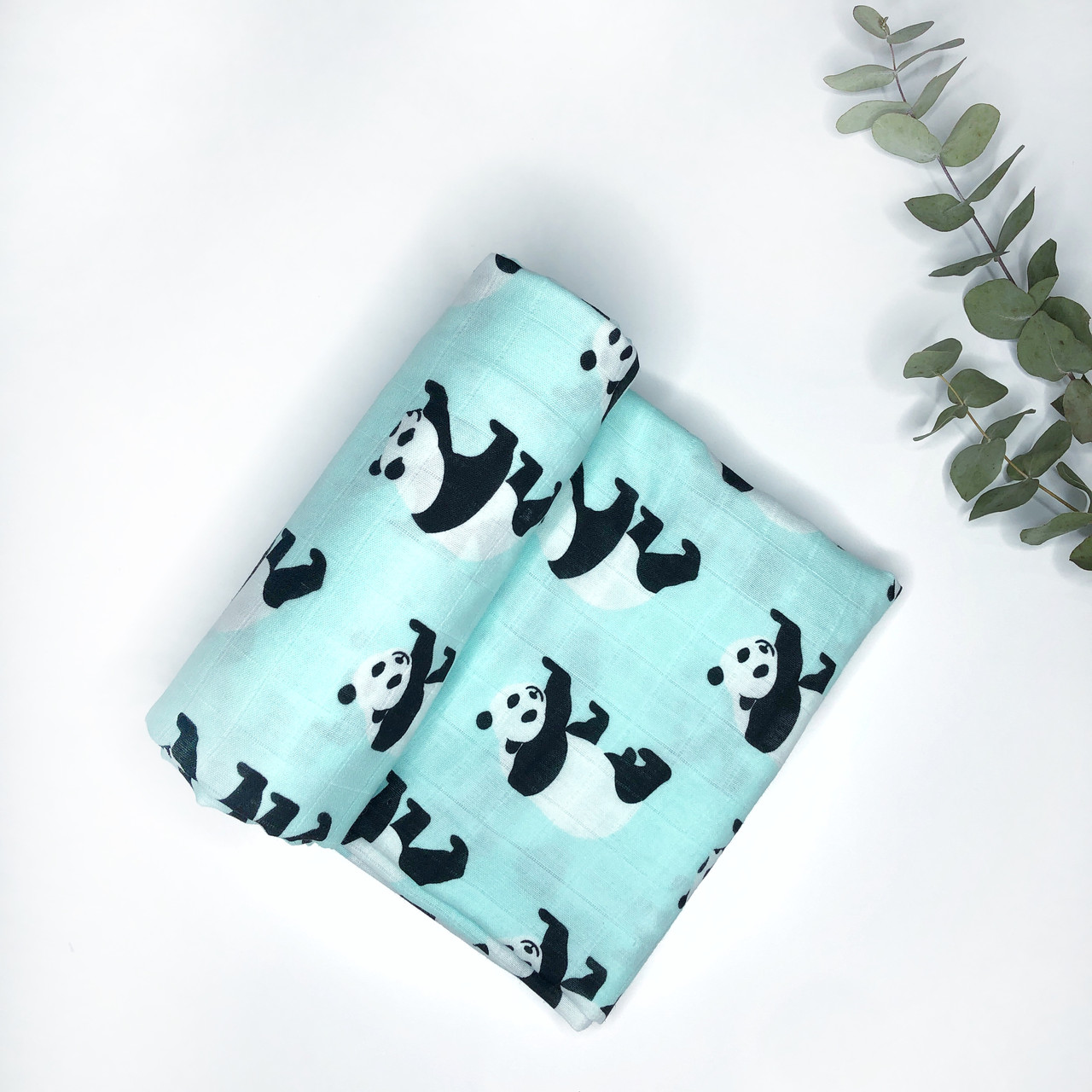 

Пеленка муслиновая My blanket 2 слоя органический хлопоквый муслин 120х120 см панды на бирюзе