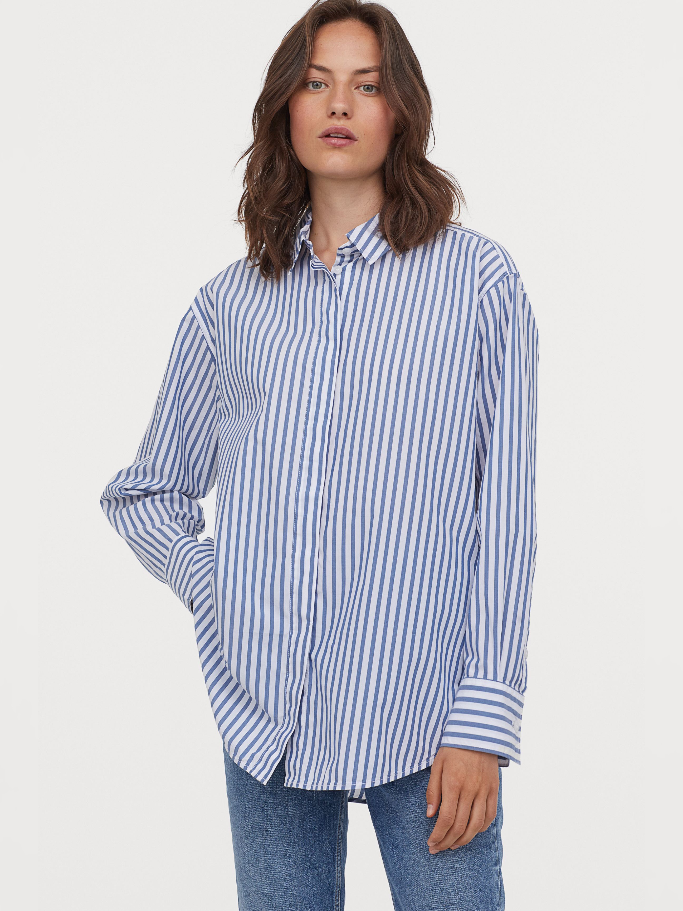 

Рубашка H&M 060811525_blue XS Синяя с белым