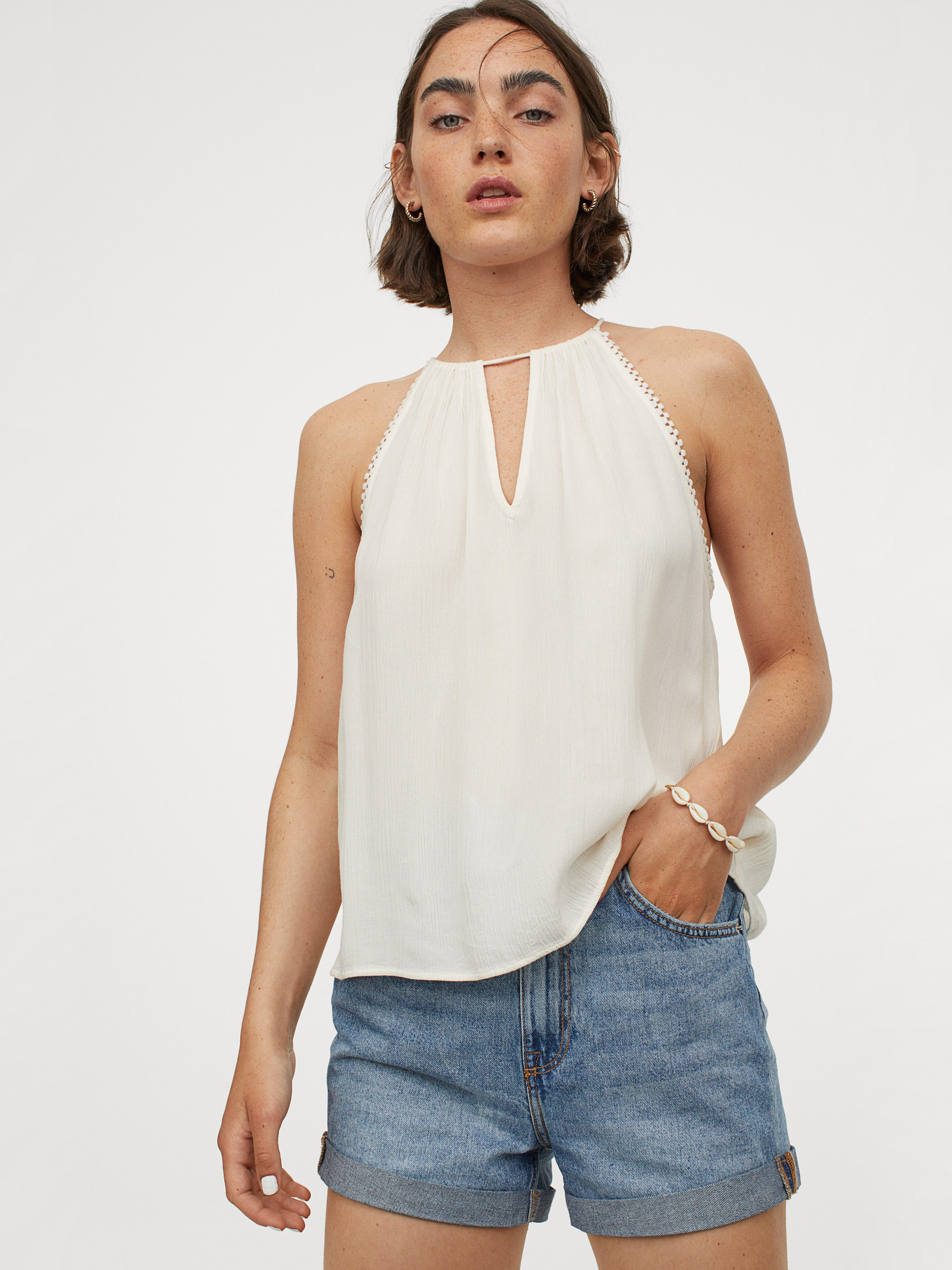 

Топ H&M 060872000  Кремовый, Топ H&M 060872000 40 Кремовый