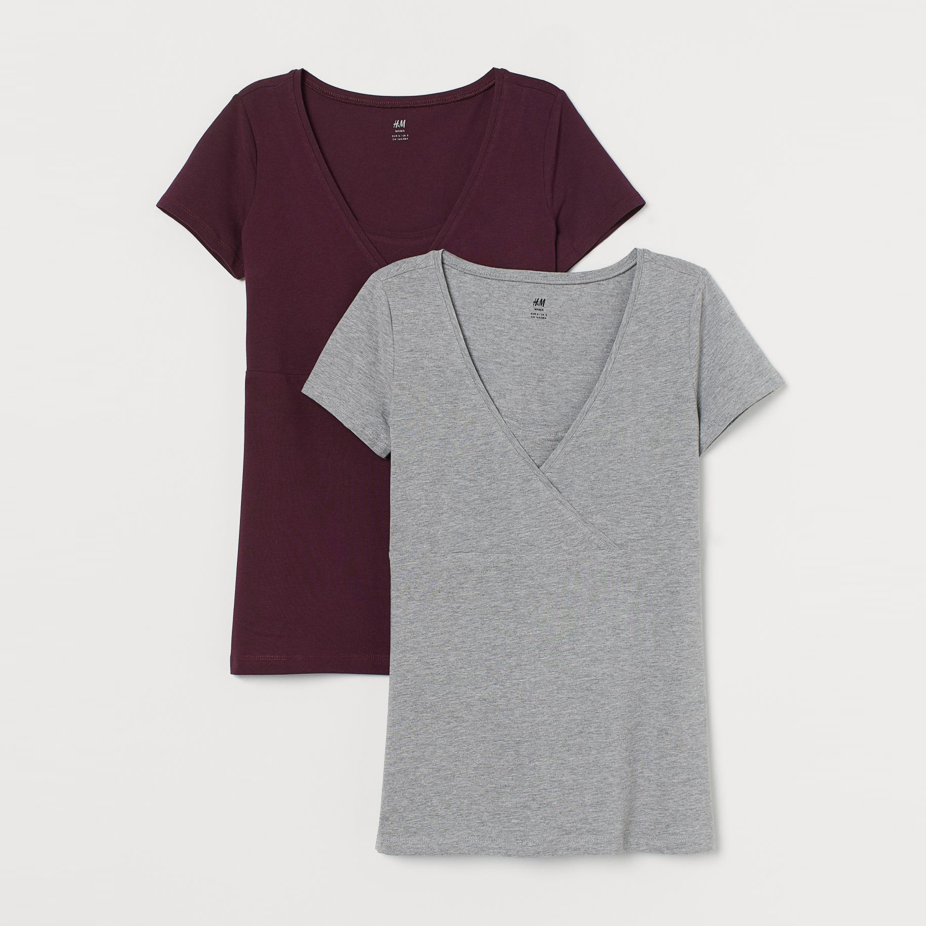 

Футболка для кормящих H&M 4334142dm XL 2 шт Серая с бордовым