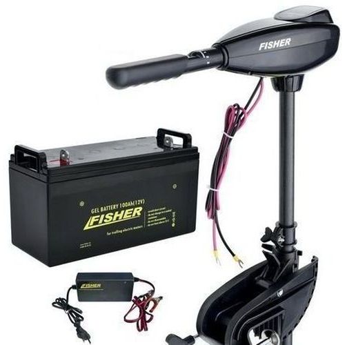 

Электромотор для лодки Fisher 36lbs; 12V; GEL аккумулятор 12V; 80a/h; Зарядка 10A; Лодочный электромотор Фишер 36;