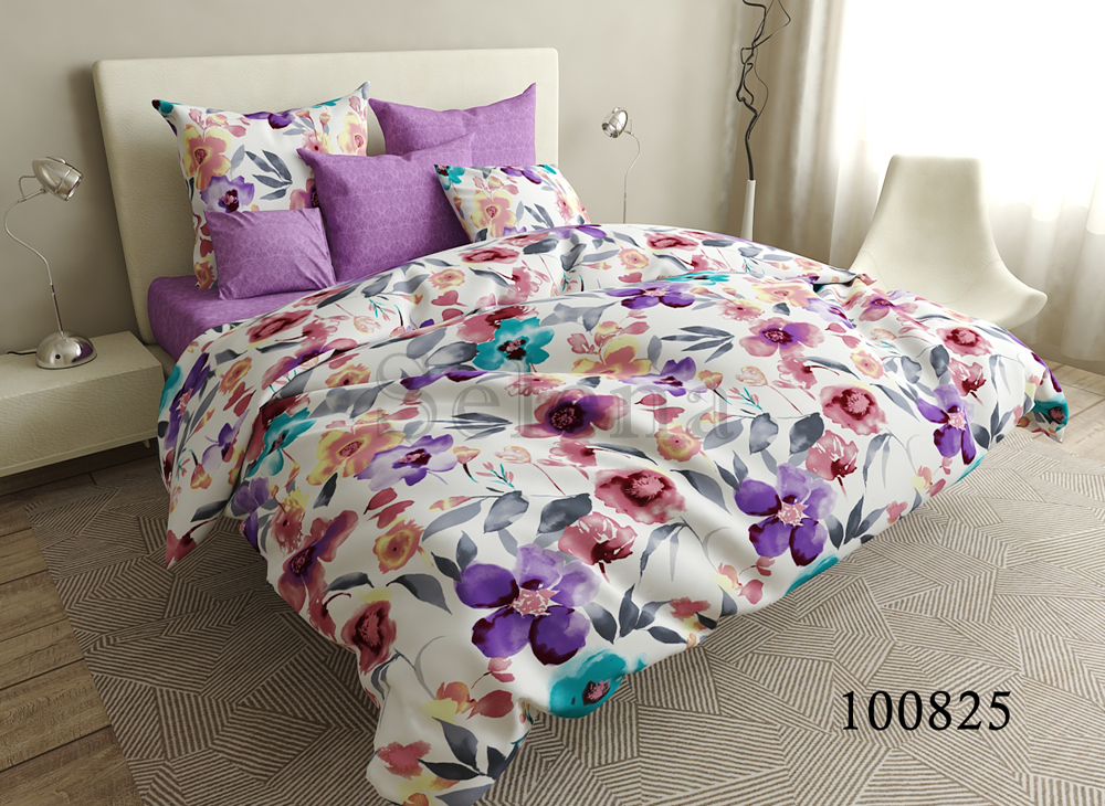 

Комплект постельного белья Selena Бязь Люкс Радужные цветы полуторный 100825