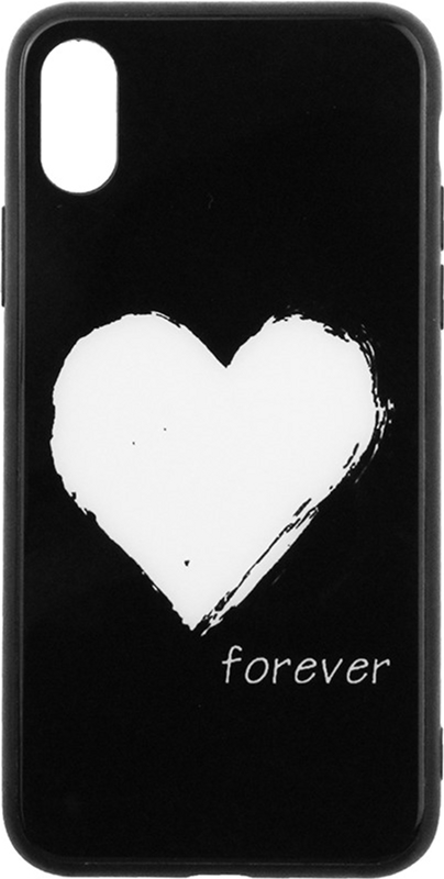 

Панель TOTO Glass Fashionable Case для Apple iPhone X White Heart on Black