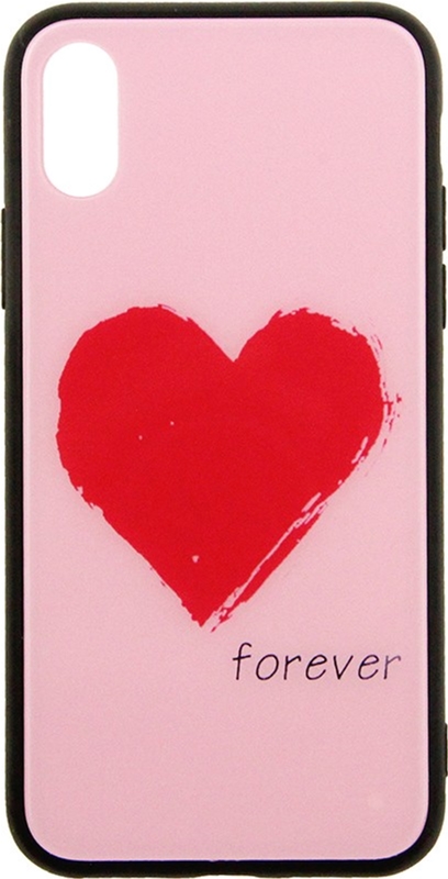 

Панель TOTO Glass Fashionable Case для Apple iPhone Xs Red Heart on Pink