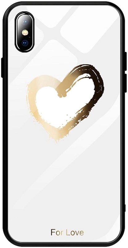 

Панель TOTO Glass Fashionable Case для Apple iPhone Xs Heart on White