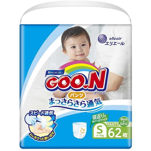 

Трусики-подгузники GOO.N для активных детей 4-9 кг (размер S, унисекс, 62 шт)