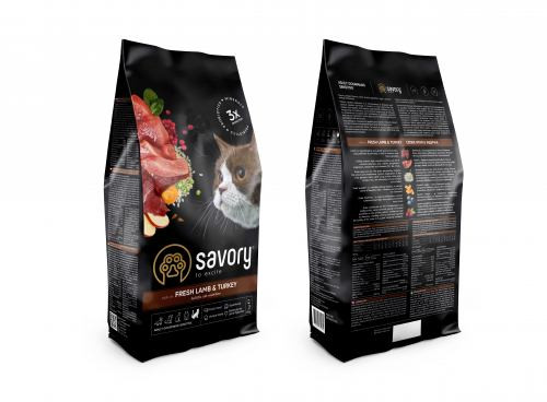 

Сухой корм для кошек с чувствительным пищеварением Savory со свежим мясом ягненка и индейки 2 кг