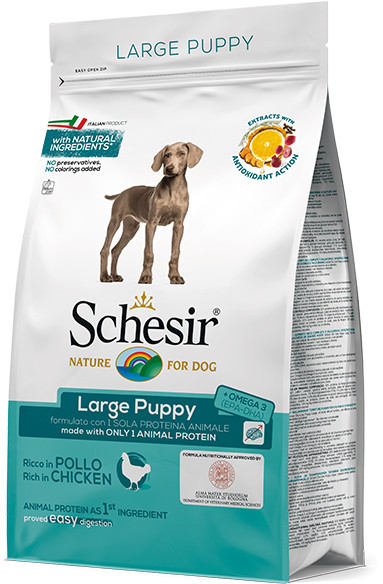 

Сухой монопротеиновый корм для щенков крупных пород Schesir Dog Large Puppy 3 кг