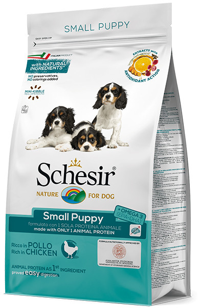 

Сухой монопротеиновый корм для щенков мини и малых пород Schesir Dog Small Puppy 2 кг