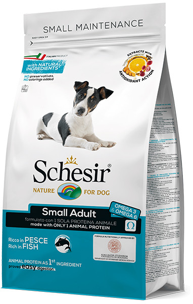 

Сухой монопротеиновый корм для собак малых пород Schesir Dog Small Adult Fish 0,8 кг