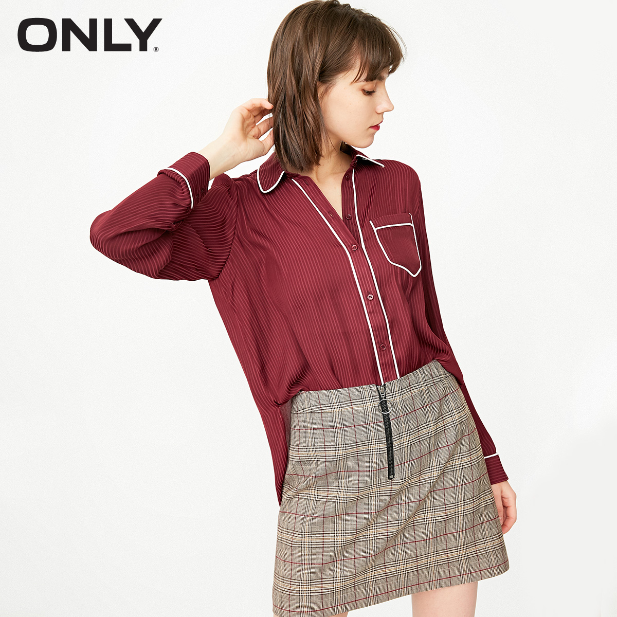 

Блуза Only 118105531E17 XL бордовий комб.
