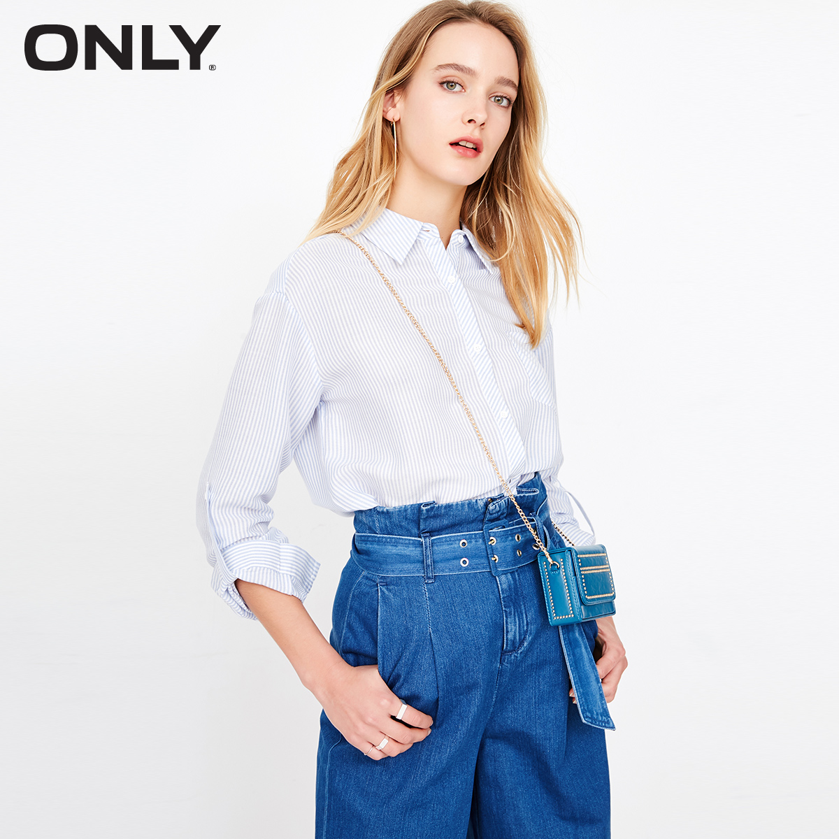 

Блуза Only 118131507H3F M синій з білим