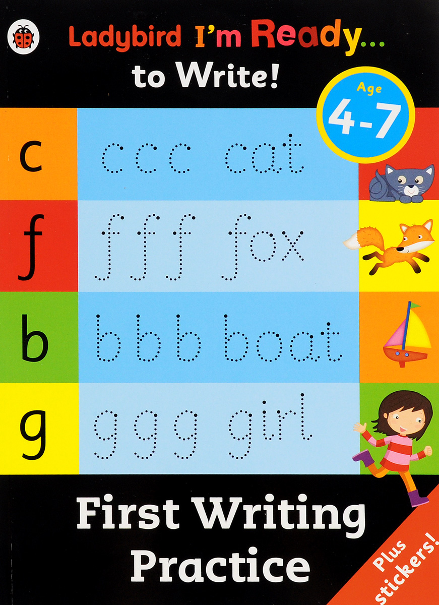 

First Writing Practice: Age 4-7 (+ Stickers)