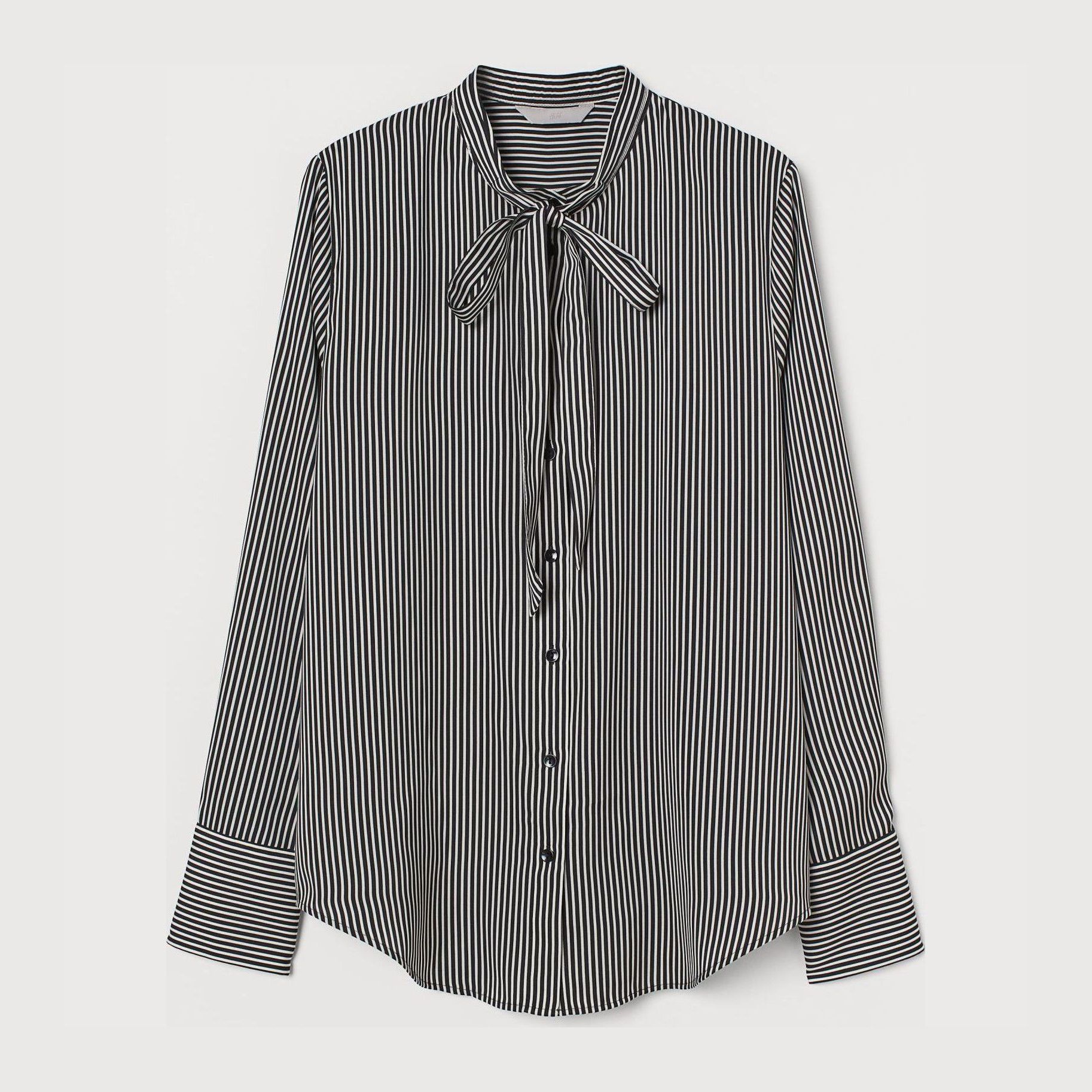 

Блузка H&M 23073149 XS Черная с белым