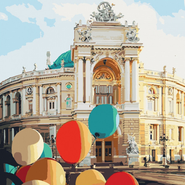 

Набір для розпису по номерах. Міський пейзаж "Перлина біля моря" 40*40см *