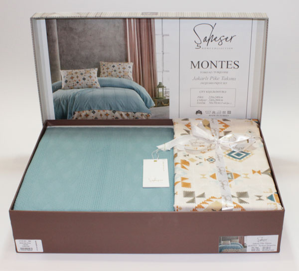 

Saheser Jacquard Pique Set Montes Turkuaz евро (Bur)