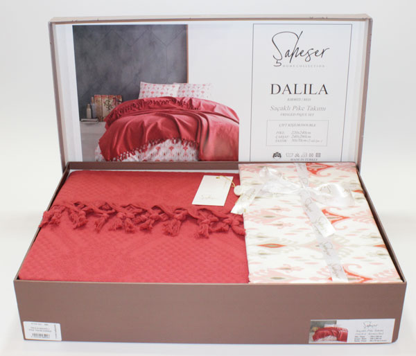 

Saheser Jacquard Pique Set Dalila Kirmizi евро (Bur)