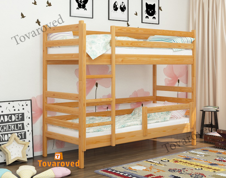 

Двухъярусная кровать 90х190 с бортиком защитным Wellmebely Соня Трансформер сосна Ольха Л6