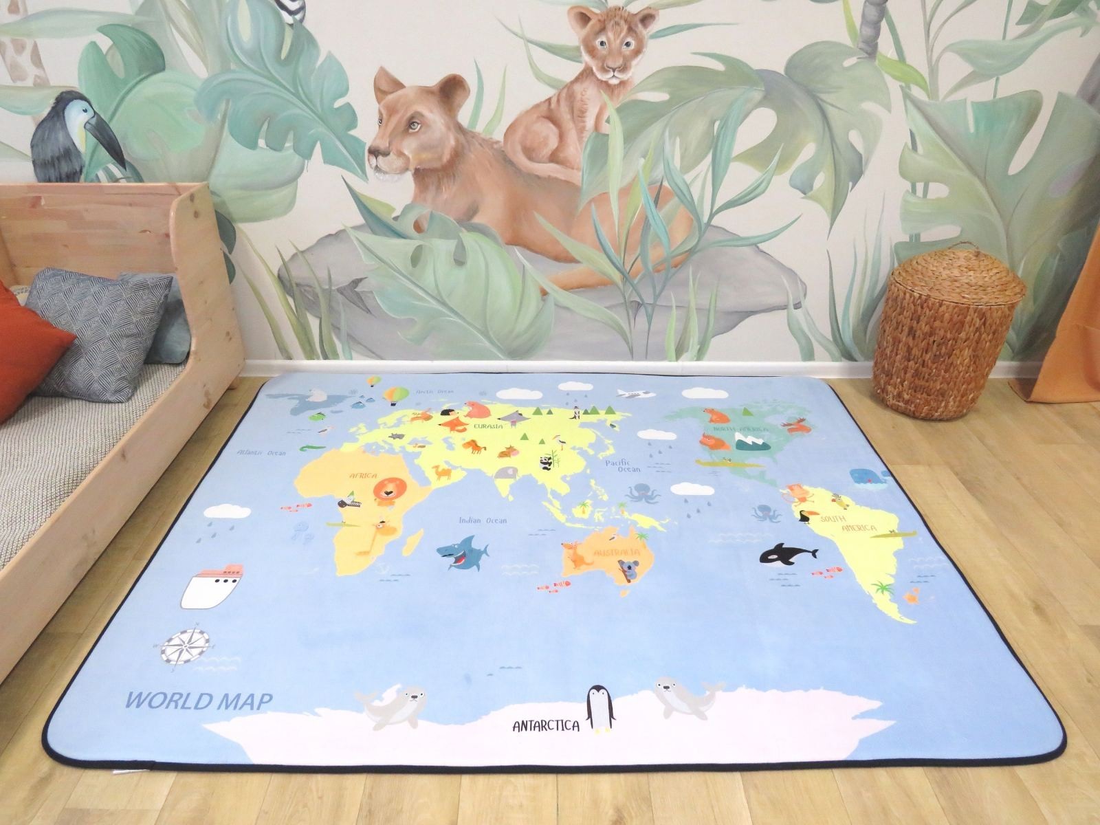 

Детский утолщенный коврик-мат Ai Bei Атлас 200*150*1,5 см Голубой