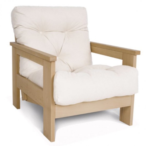 

Кресло в гостиную деревянное из массива бука Mexico Woodman цвет без покрытия/кремовый